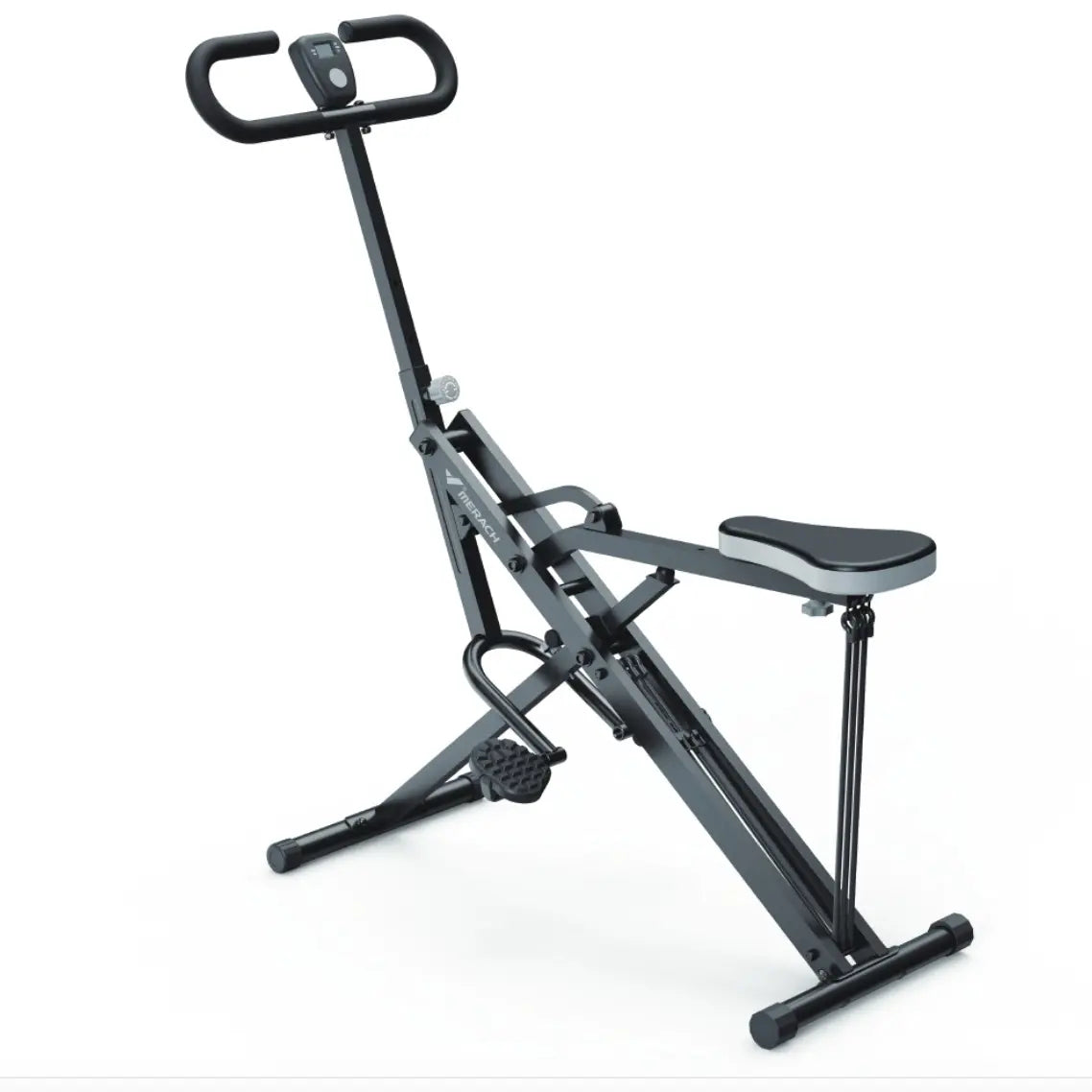 2-in-1 Squat Rowing Machine, 350LBS Foldable Leg & Glute Trainer with LCD Monitor