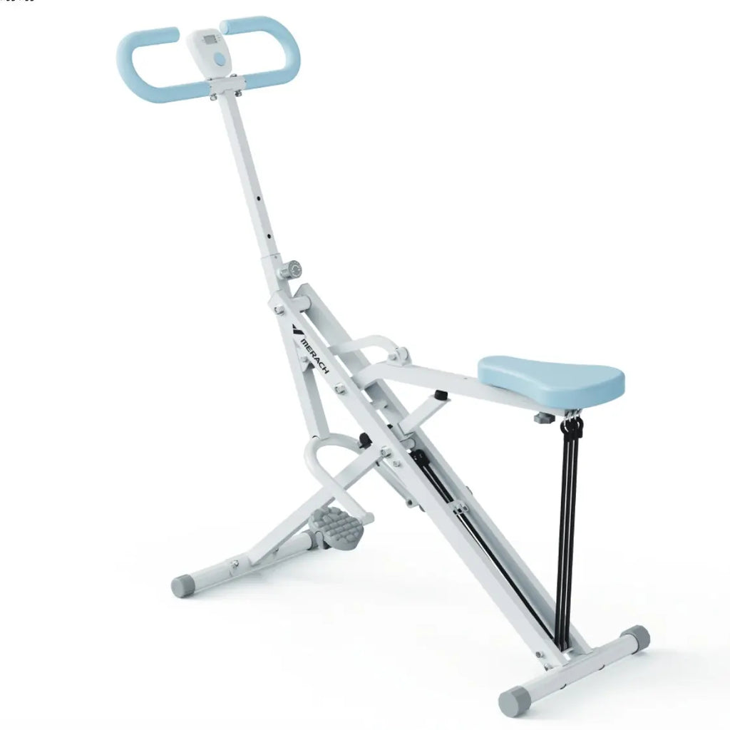 350LBS Capacity Dual Purpose Squat Rower with LCD Monitor, Foldable Lower Body Workout Machine for Home