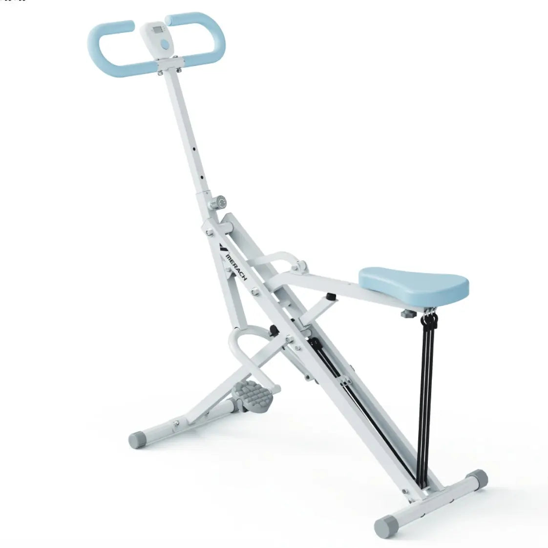 2-in-1 Squat Rowing Machine, 350LBS Foldable Leg & Glute Trainer with LCD Monitor