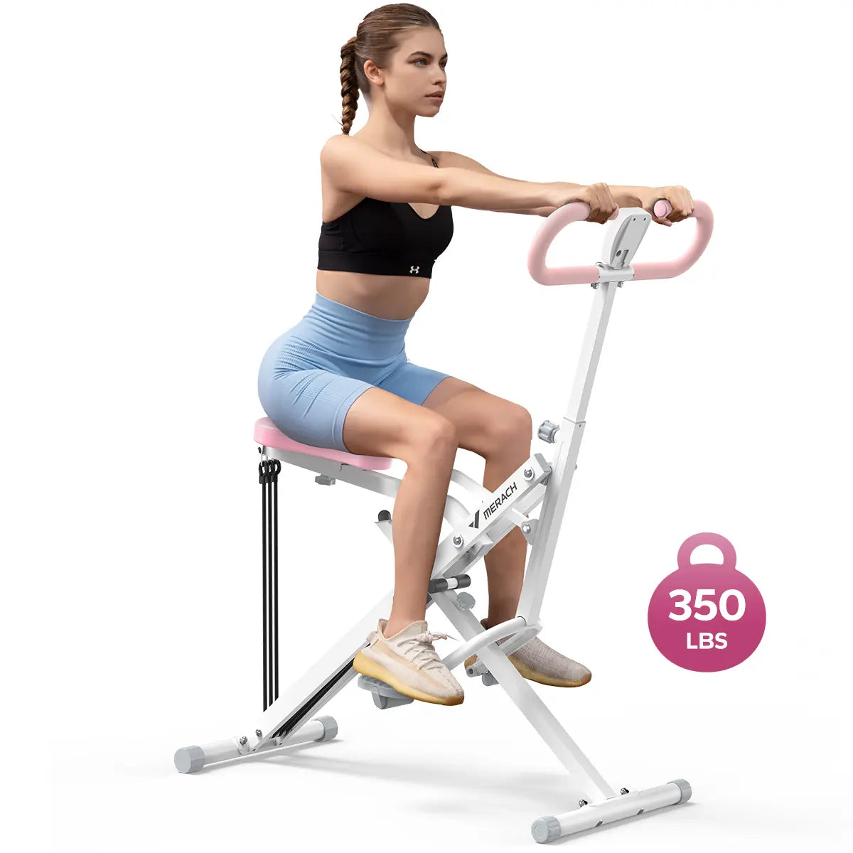 2-in-1 Squat Rowing Machine, 350LBS Foldable Leg & Glute Trainer with LCD Monitor