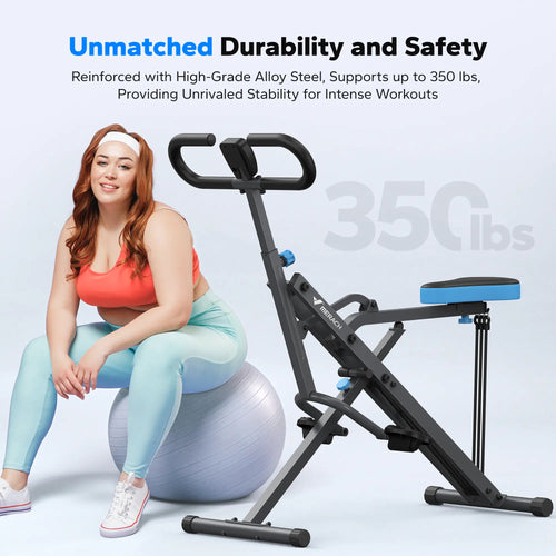 2-in-1 Squat Rowing Machine, 350LBS Foldable Leg & Glute Trainer with LCD Monitor