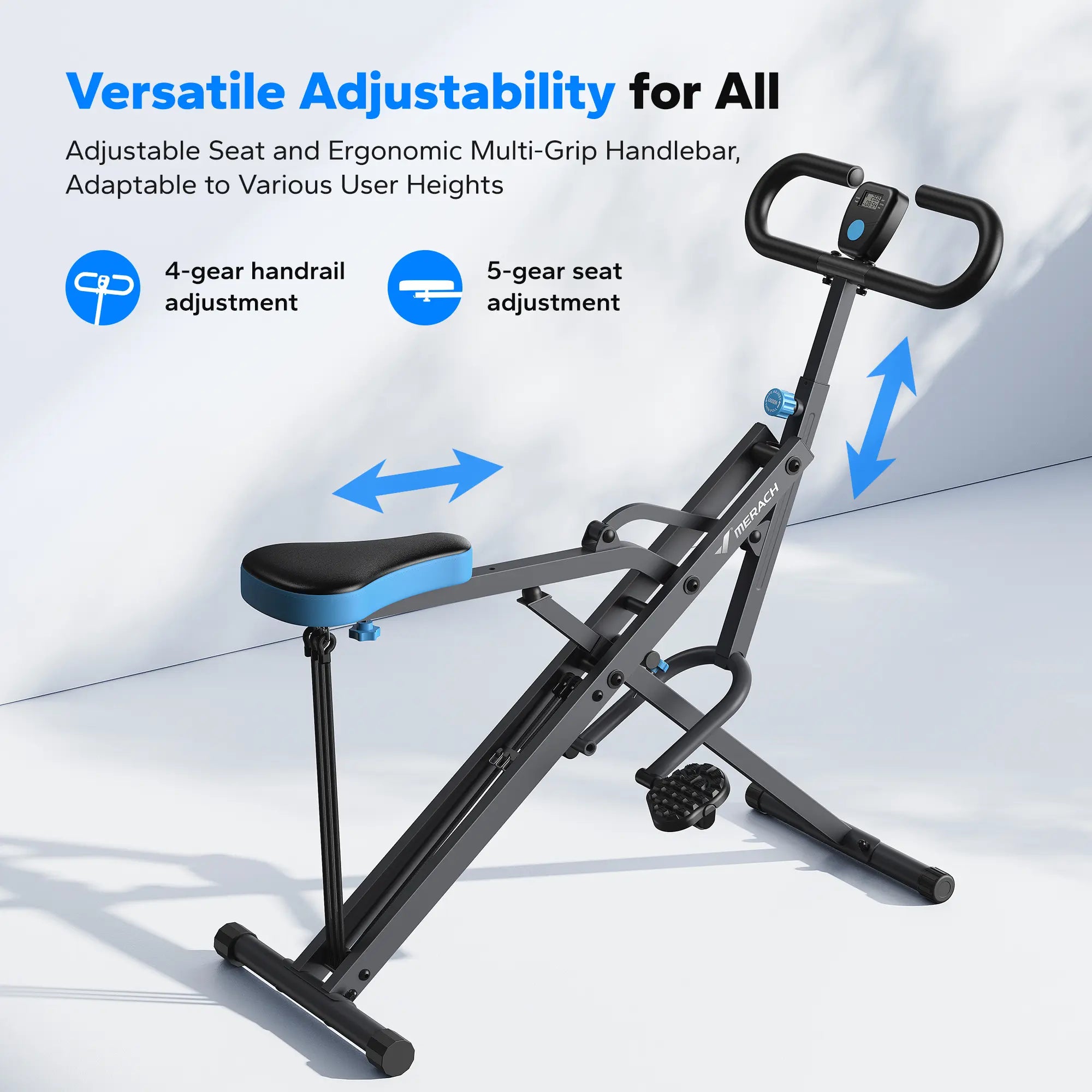 2-in-1 Squat Rowing Machine, 350LBS Foldable Leg & Glute Trainer with LCD Monitor